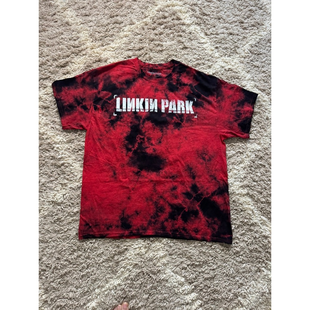 Linkin Park Red Black Tie Dye Graphic Band T-Shirt Large